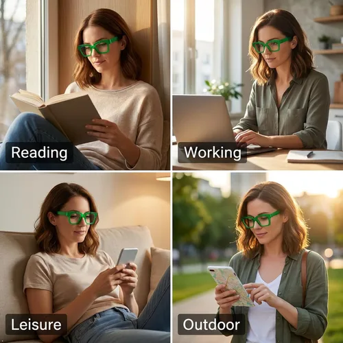 Vista 5 de Eyekepper Gafas de luz azul para mujer, anteojos cuadrados verdes Verde-1pc