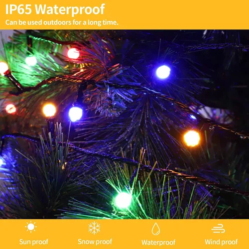 Vista 5 de Meteds - Luces LED de Navidad para exteriores, 300 LED, 32 m, 8 modos, luces de globo enchufables y conectables impermeables para decoraciones