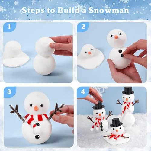 Vista 5 de Kit de 9 unidades para crear un muñeco de nieve de arcilla para modelar, manualidades de invierno para niños, kit de manualidades de muñeco de nieve