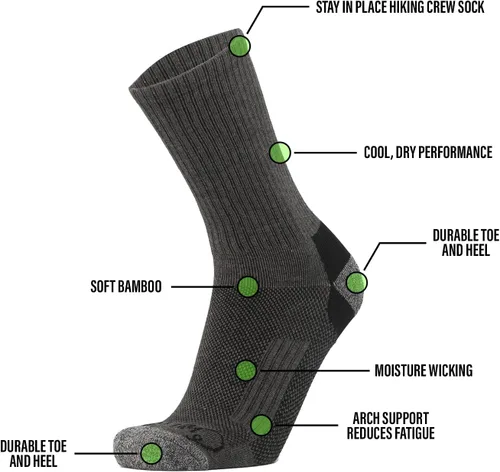 Vista 3 de Chill Boys Calcetines de bambú para hombre, 2 pares de calcetines de bambú que absorben la humedad, color gris, de peso medio