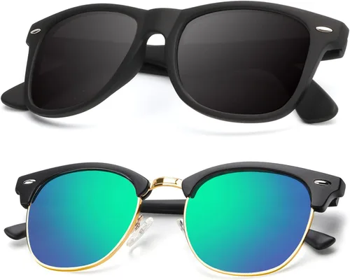 Vista 78 de KALIYADI Gafas de sol polarizadas para hombres y mujeres, marco semi sin montura, para conducir con bloqueo UV A01-(1 Pack) Tortuga Mate G15