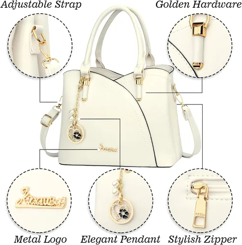 Vista 4 de KKXIU 3 compartimentos con cremallera para mujer, bolso de hombro con asa superior