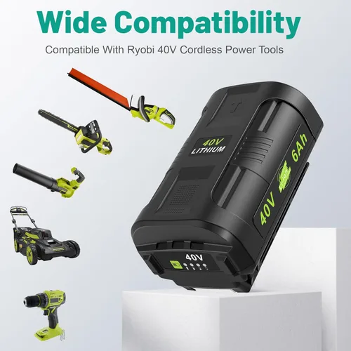 Vista 5 de Reemplazo para batería de litio Ryobi 40V para batería de litio Ryobi 40V 6.0Ah OP4015 OP40201 OP4026 OP40261 OP4030 OP40301 OP4040 OP40401 OP4050