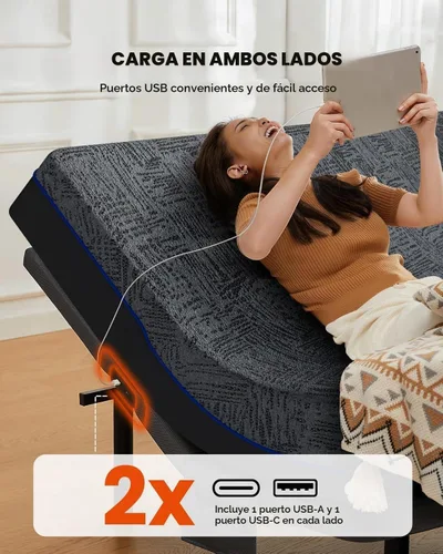 Vista 4 de Amada - Base de cama ajustable individual XL con masaje y gravedad cero