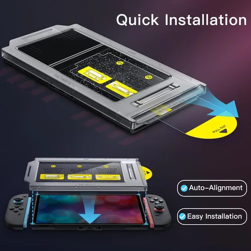 Vista 4 de JETech Protector de pantalla de alineación automática para Nintendo Switch 2 2025, película de vidrio templado 9H con herramienta de instalación
