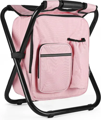 Vista 27 de Kikerike Silla enfriadora de taburetes tipo mochila resistente de 200 libras de carga máxima, portátil, ligera, plegable, para pesca, camping, caza