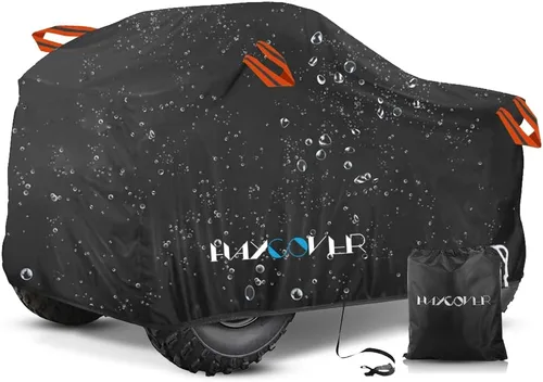 Vista 8 de Cubierta impermeable para ATV para Polaris Sportsman, Yamaha Grizzly, Honda Kawasaki, con correas reflectantes, almacenamiento negro, 82 x 47 x 45