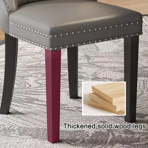 Vista 8 de Juego de sillas de comedor, sillas de comedor tapizadas de cuero, cómodas sillas de cocina, silla de vestíbulo con patas de madera resistentes