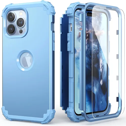 Vista 10 de IDweel Funda para iPhone 13 Pro Max con protector de pantalla (vidrio templado), funda para iPhone 13 Pro Max, protección resistente, híbrida 3