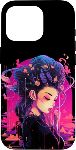 Vista 20 de iPhone 16 Japanese Geisha Retro Anime Cyberpunk Manga Synthwave Artsy Case