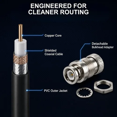 Vista 2 de RS Premium BNC - Kit de cable de extensión de antena coaxial para micrófonos inalámbricos, cables de núcleo de cobre blindados contra el ruido