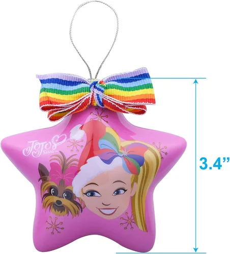 Vista 3 de Ruz JoJo Siwa - Juego de adornos de Navidad de estrella y unicornio, decoración de árbol para interiores y exteriores, paquete de 2