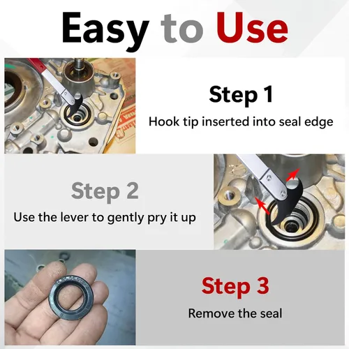 Vista 6 de ecocstm Herramienta Extractora de Sellos, Herramienta de Extracción de Sellos de Aceite con Doble Gancho, Extractor Universal de Sellos de Rueda