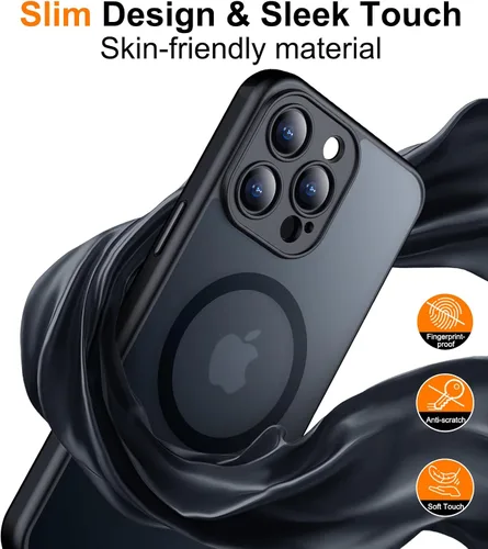Vista 6 de Red2Fire Funda magnética para iPhone 13 Pro Max, protección completa mejorada de la cámara, compatible con MagSafe, funda protectora translúcida