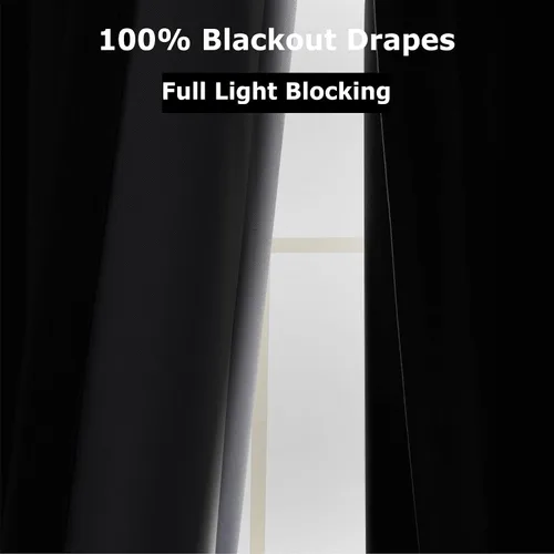 Vista 5 de Frelement Cortinas opacas completas de lino sintético con forro opaco para dormitorio, cortinas plisadas para barra transversal para puerta de sala