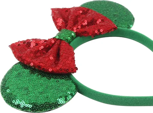Vista 4 de Diadema de Navidad, orejas de ratón, decoraciones navideñas, sombreros de Navidad