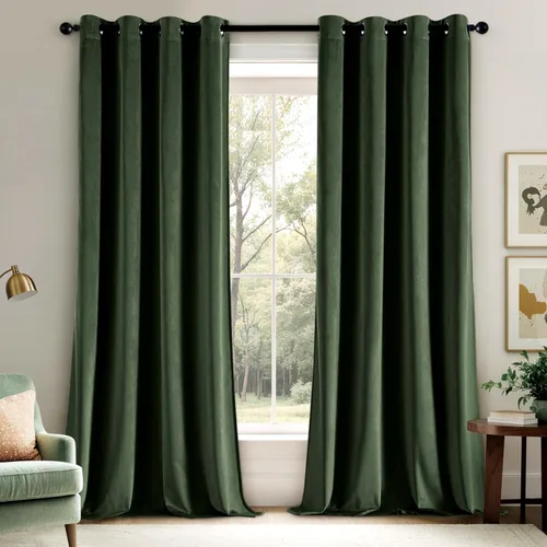 Vista 32 de EMEMA Cortinas de terciopelo negro, 2 paneles de 40 x 63 pulgadas de largo, bolsillo trasero para barra