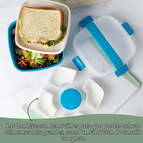 Vista 5 de Goodful Caja de almuerzo apilable, almacenamiento de alimentos estilo Bento con compartimentos extraíbles para sándwich, aperitivos, coberturas