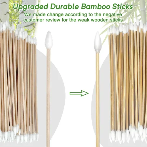 Vista 6 de Eyxformula 200 hisopos de algodón de limpieza de pistola de 6 pulgadas con puntas de doble punta, palos de bambú fuertes, hisopos de algodón largos