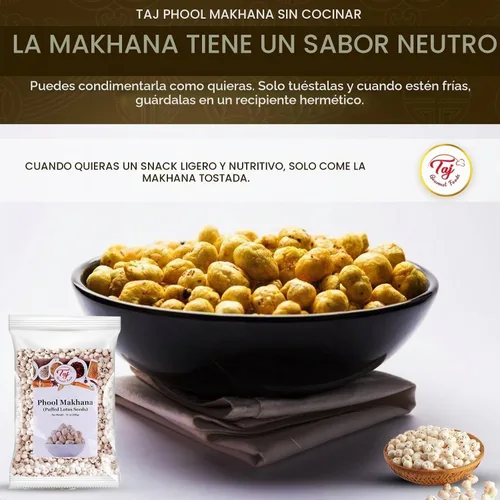 Vista 8 de TAJ Uncooked Phool Makhana - Paquete a granel de 14 onzas, nuez de zorro, semillas de loto reventadas
