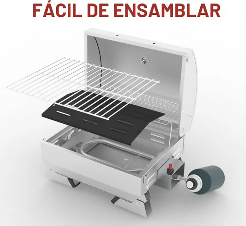 Vista 7 de Royal Gourmet GT1001 Parrilla portátil de acero inoxidable, 10000 BTU Parrilla de gas de mesa para barbacoa con patas plegables y tapa