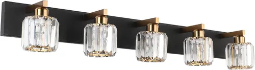 Vista 19 de Aipsun Accesorios de iluminación de tocador de baño, luces de tocador de cristal para baño, 2 luces, accesorios de iluminación de pared de acero