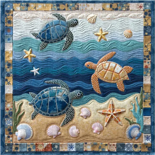 Vista 2 de Rompecabezas de tortuga marina para adultos de 1000 piezas, rompecabezas de playa con estrellas de mar, conchas y olas, colorido rompecabezas