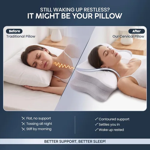 Vista 3 de Utopia Bedding Almohada cervical cervical para dormir, almohada ergonómica