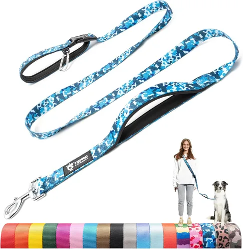 Vista 25 de TSPRO Correa táctica para perro, manos libres, resistente, ajustable, con mango acolchado y cierre de seguridad de metal para caminar, correr