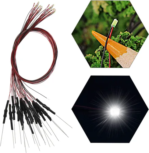 Vista 26 de L0603B 20pcs pre-cableado SMD LED 0603 Bule Diodo emisor de luz 12V Micro Litz Cable Cable Longitud 7.8 pulgadas (7.9 in) para DIY Manual