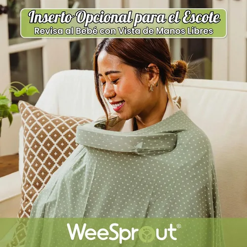 Vista 4 de WeeSprout Manta de Lactancia para Amamantar, Poncho de Lactancia Suave y Transpirable, Inserción para el Cuello para Vista Manos Libres, Manta