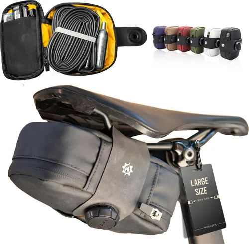 Vista 18 de Bolsa de sillín magnética Lumiere & Co. Falcon – Bolsa de bicicleta ultra pequeña de 0.37L, cierre magnético rápido Bolsa de asiento específica