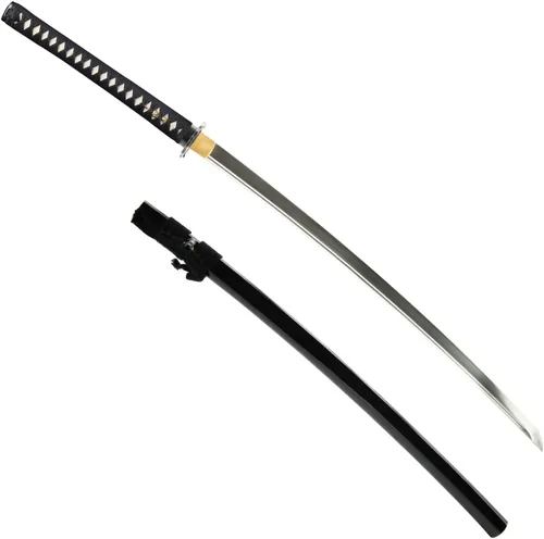 Vista 16 de HMS Samurai Katana Sword, Practical, Hand Forged, 1045 Carbon Steel, Heat Tempered/Clay Tempered, Full Tang, Sharp, Scabbard Blanco-dragón-951A