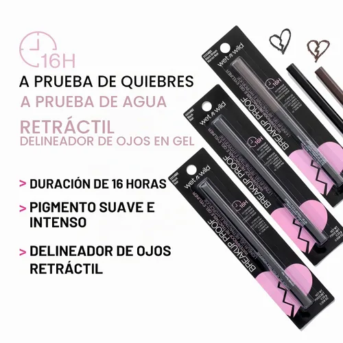 Vista 3 de Wet n Wild Mega Last - Delineador de ojos retráctil a prueba de ruptura, negro, 0.008 onzas (paquete de 1)