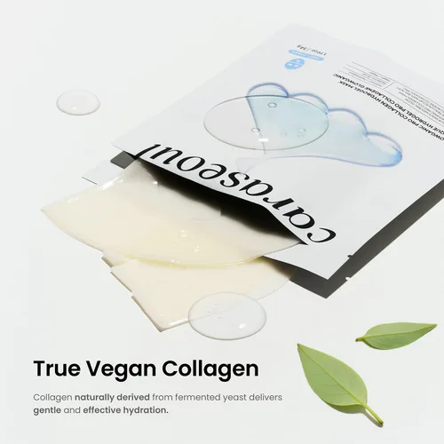 Vista 5 de caraseoul GlowPro - Máscara facial de colágeno, hidrogel coreano con niacinamida y adenosina, refuerzo del resplandor, máscara hidratante