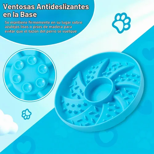 Vista 4 de Tazón de silicona para perros, comedero lento de silicona, con forma de rompecabezas, antiasfixia, cuencos de comida para mascotas, capacidad de 2