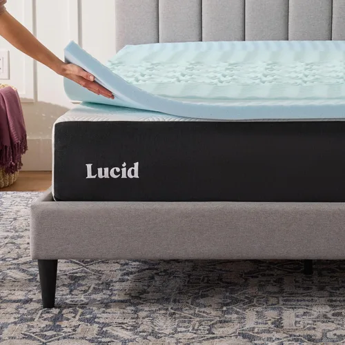 Vista 6 de LUCID Cubrecolchón de espuma viscoelástica de gel zonificado de 2 pulgadas, tamaño individual
