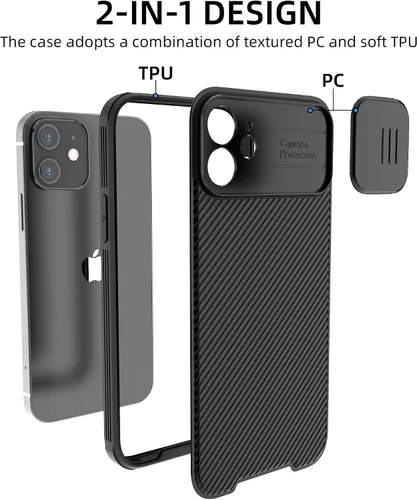 Vista 5 de Funda para iPhone 12 compatible con Magsafe, funda protectora de cámara iPhone 12 [compatible con carga inalámbrica] con cubierta deslizante