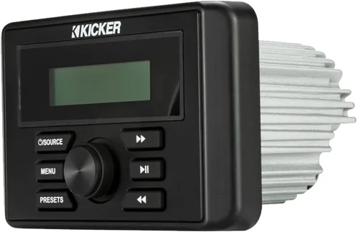 Vista 2 de Kicker Receptor estéreo USB Bluetooth estilo marino para todo tipo de clima con 6.5 pulgadas, 150 W, potencia máxima, altavoces de audio marinos