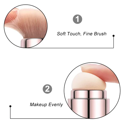 Vista 4 de Cepillo de maquillaje 4 en 1 cepillo cosmético suave cepillo de base para ojos labios y maquillaje facial