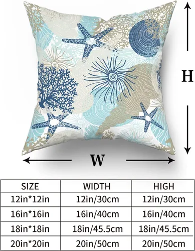 Vista 5 de Kawani Fundas de almohada náuticas costeras 18x18 en fundas de almohada decorativas para sofá con temática de playa y océano, juego de 2 almohadas