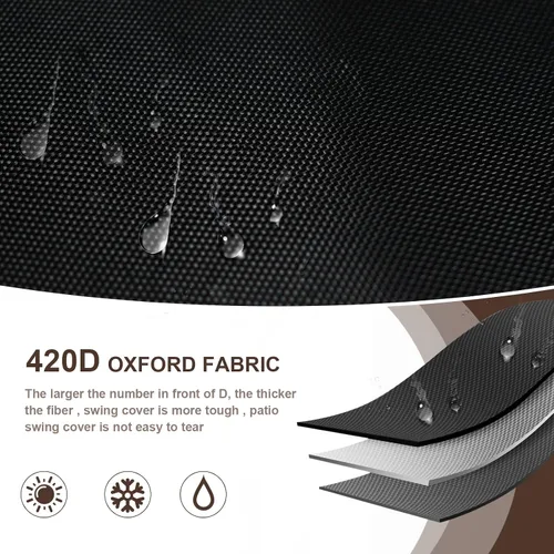 Vista 6 de Funda para columpio de exterior, impermeable 420D, resistente al agua, para columpio de 3 plazas, 87 x 49 x 67 pulgadas, protector resistente a
