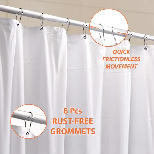 Vista 6 de Grab Bar Specialists Cortina de ducha resistente – Barrera de agua Funciona con presa de ducha plegable, vinilo blanco texturizado de 3 capas