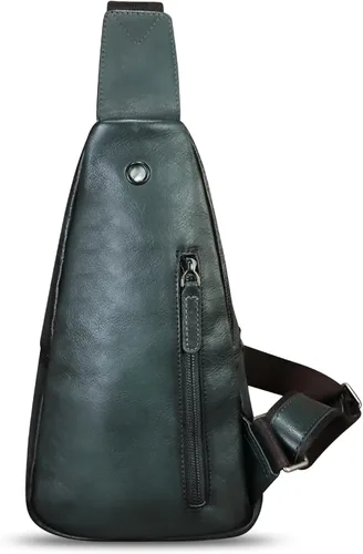 Vista 7 de Bolso de cuero genuino para mujeres y hombres, mochila de cuero real, bolso cruzado de hombro