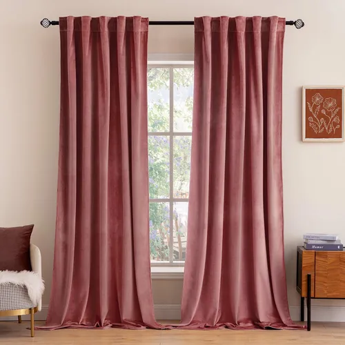 Vista 37 de MIULEE Cortinas de terciopelo de 84 pulgadas de largo, juego de 2 paneles para dormitorio, con pestaña trasera plisada, de lujo, aislamiento