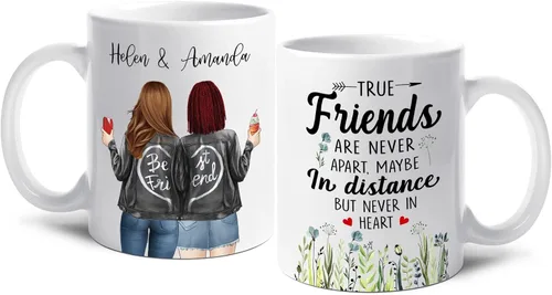Vista 10 de Taza de café personalizada con texto en inglés "We Be Friends Untill Are Old Mug", taza de café de la amistad para los mejores amigos, taza