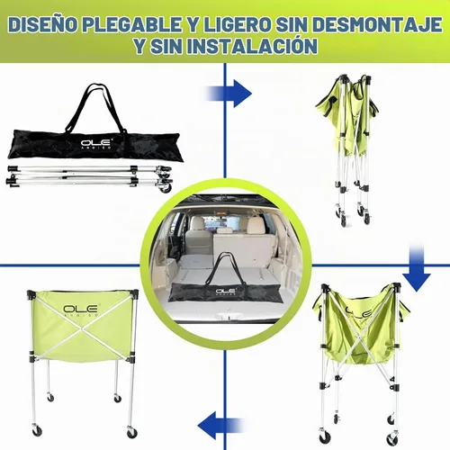 Vista 4 de Carrito de pelota de voleibol con ruedas, almacenamiento