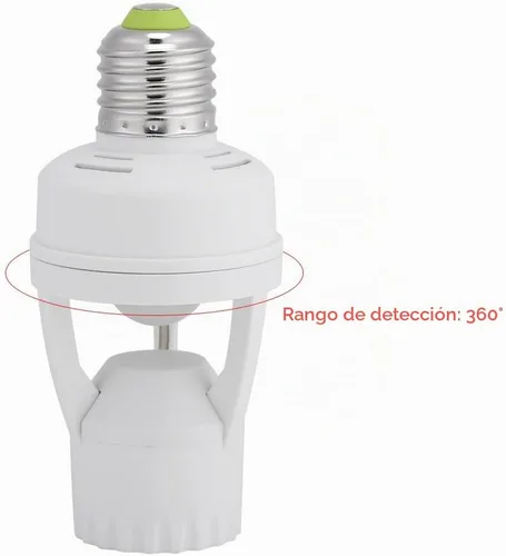 Vista 4 de Toma de luz con sensor de movimiento PIR, soporte de bombilla de tornillo E27 LED PIR sensor de movimiento infrarrojo interruptor de lámpara
