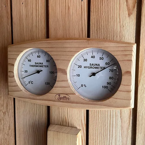 Vista 3 de Sauna Thermometer and Hygrometer, Beautiful Sauna Accessories with Red Cedar for a Great Looking Sauna Room - Temperature and Humidity Indoor