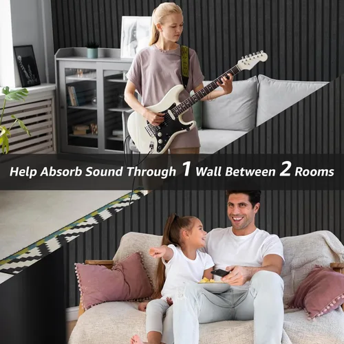 Vista 8 de Art3dwallpanels Paquete de 5 paneles acústicos, paneles de pared insonorizados de 48 x 24 x 0.71 pulgadas, autoadhesivos de alta densidad que